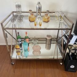 Rose Gold Mobile Bar Cart