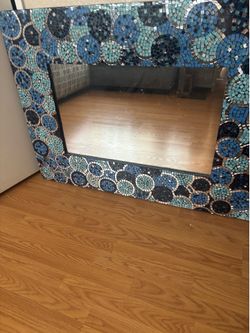 Blue mosaic tile mirror like new