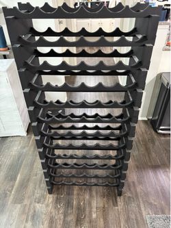 72-Bottle Wooden Wine Rack – Modern Black Finish