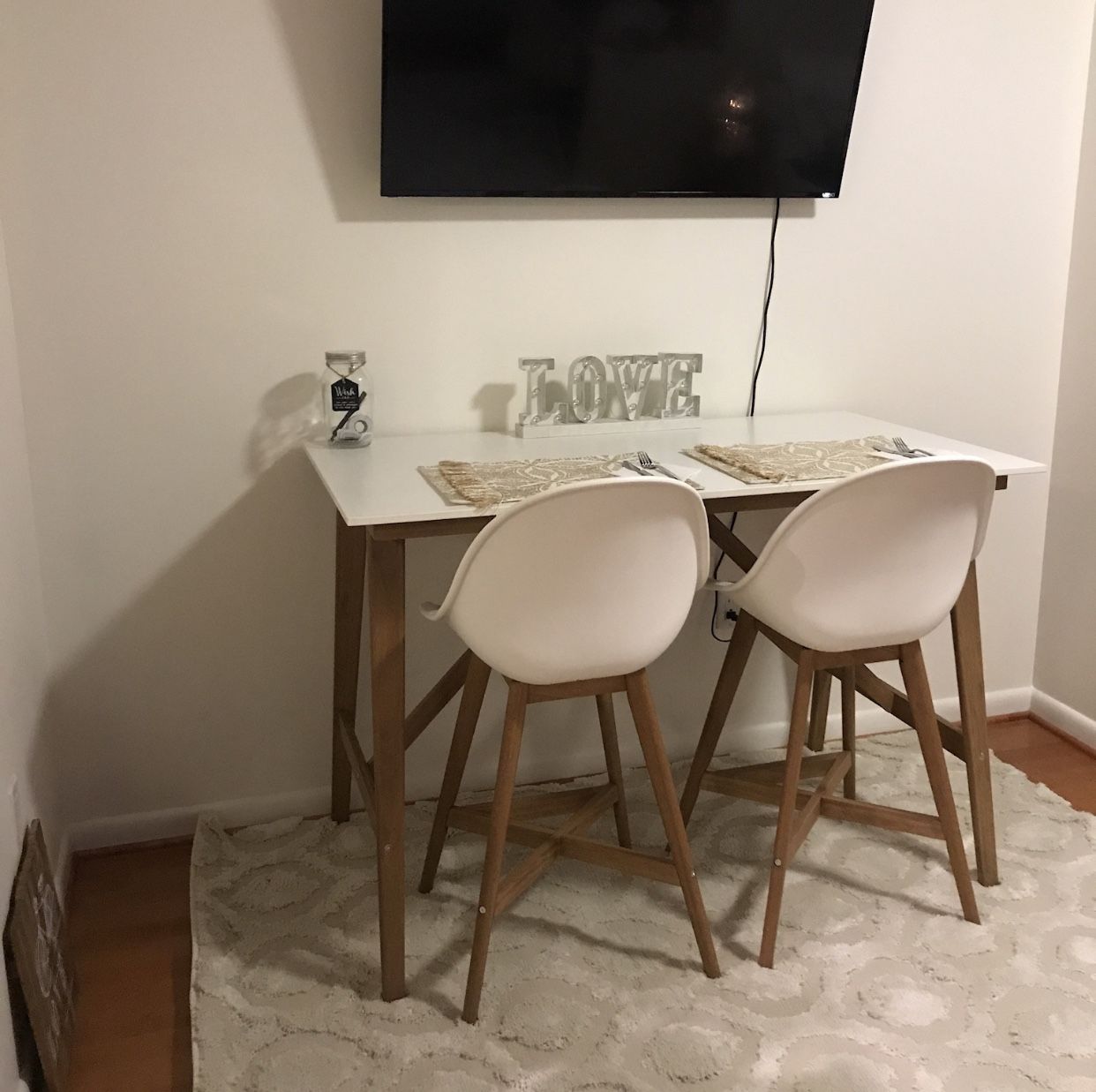 IKEA FANBYN Bar table and 2 bar stools (white)