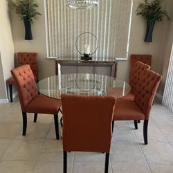 Dining Room Table, 6 Chairs And Buffet