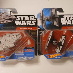 Hot Wheels Star Wars Force Awakens Millennium Falcon and First Order Tie Fighter