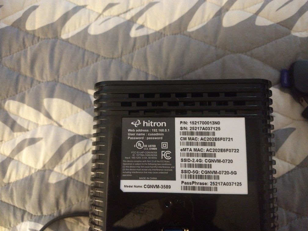 HITRON cable modem & wifi router CGNVM for Sale in Port Orchard, WA