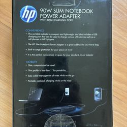 Hp 90w Slim Notebook Power Adapter With  usb Charging Port 