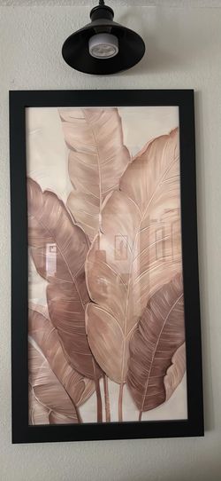 Set of 2 Large Neutral Botanical Feather Wall Art Prints – Black Frames (20" x 40")
