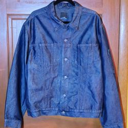 Vintage 1990s Levi's Silvertab Trucker Jean Jacket Metallic Blue Denim Size XL