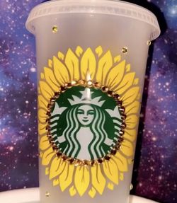 Starbucks Cold Cup Custom Sunflower