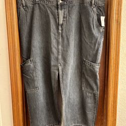 Old Navy Denim Mid-Rise Cargo Maxi Skirt, NWT, Size 22 