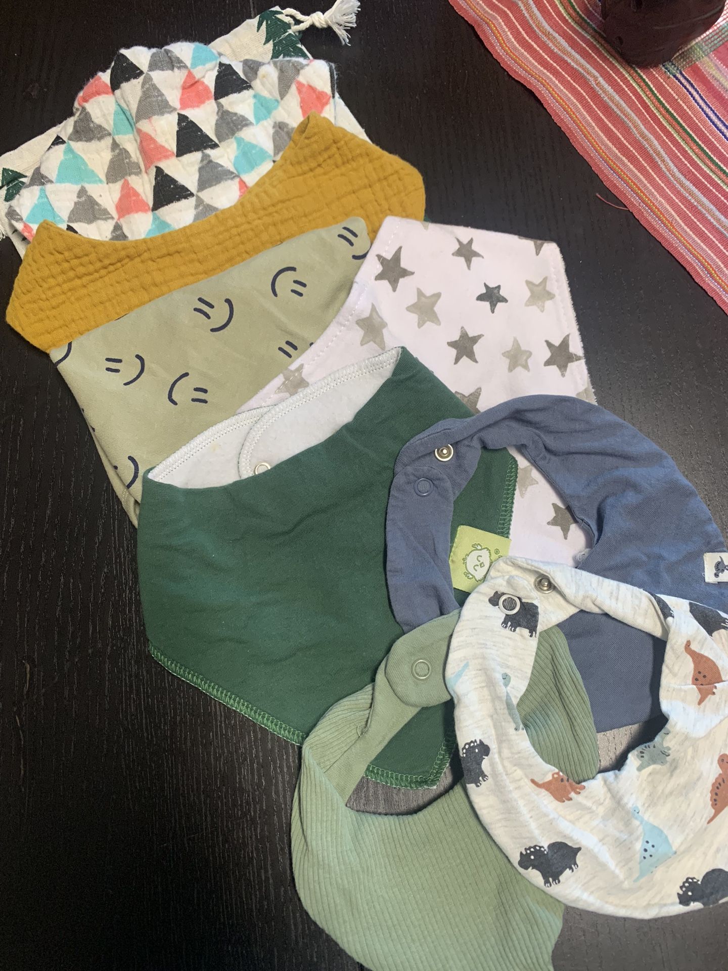 Group Of 8 Cute Kerchief / Bandana Style Bibs 