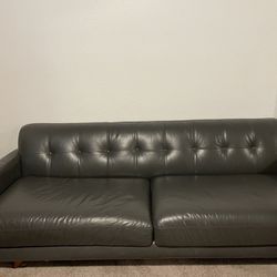 MCM Dark Gray Leather Couch/Sofa