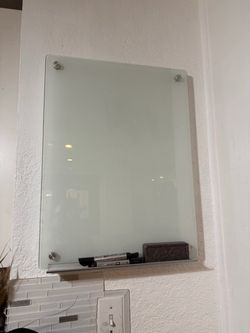 Glass Dry Erase Whiteboard with Marker Tray