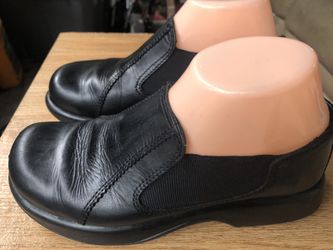 Dansko Women’s Black Leather Clogs Wedge Slip On Sandals Size 38/8US