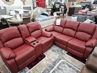 Free local delivery red faux leather recliner 2pcs sofa loveseat special