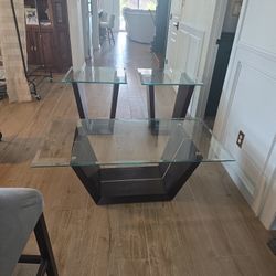 Elegant 3-Pc Living Room Table Set – Glass/Dark Wood