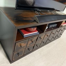 Pottery Barn Andover 65” Media Console In Weathered Walnut Finish