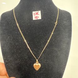 10K Solid Gold Chain and Pendant For Wedding 18 Inches Long 