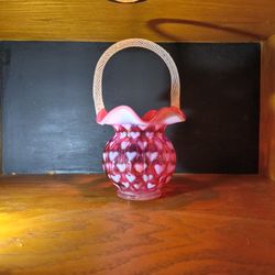 Fenton Cranberry Heart Basket