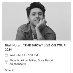 2 Niall Horan Tickets for Phoenix Show