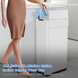 Automatic Trash Can,21.1 Gallon Touchless Motion Sensor Trash Bin, Smart Garbage Can with Soft-Close Lid, Bag Retainer Ring and Display Ligh