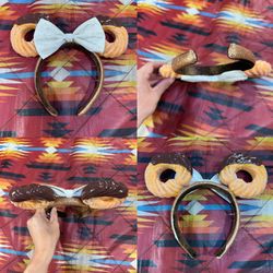 Disney Minnie Mouse Churros Chocolate Ears 2023 Sparkles Brown White Bow