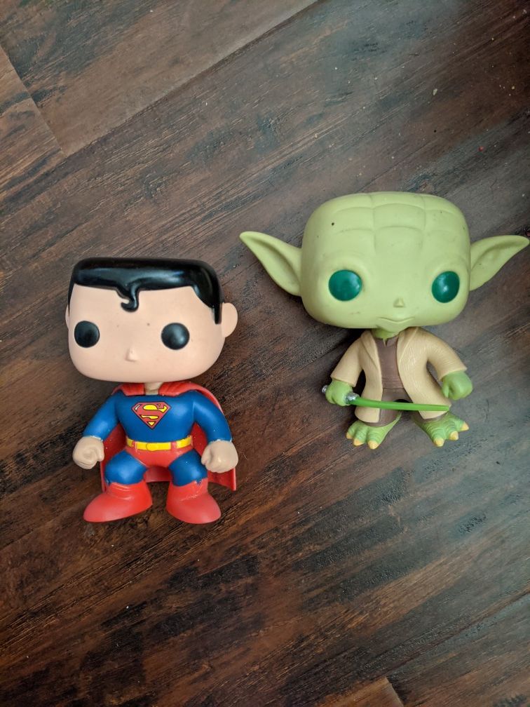 Funko Yoda and Superman