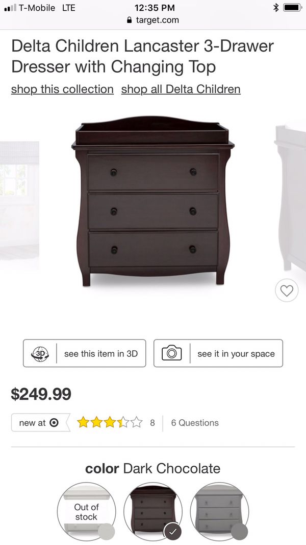 Dark Chocolate Delta Children Lancaster Changing Table Nursery