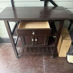 Crate and Barrel Mahogany And Satin Nickel Solid Wood Bar