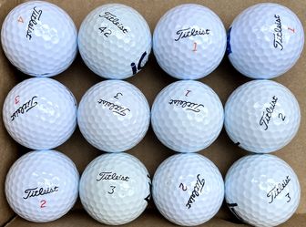 1Doz Titleist Mix Golf Balls, White, Mix of ProV1, NXT, Velocity, Tour styles, Excellent Clean Condition