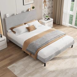 New in box Queen size bed frame with usb