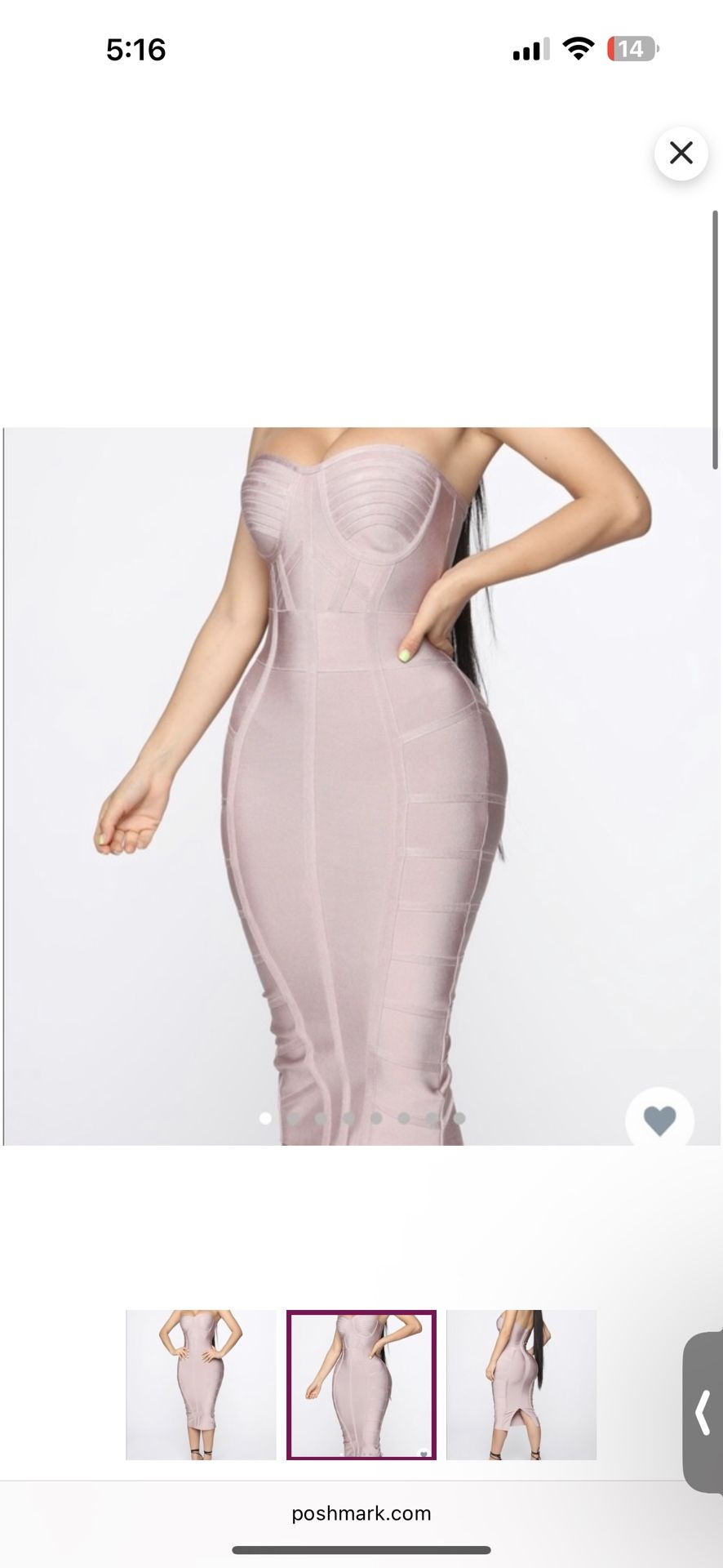 Fashion Nova Blush Pink Dusty Pink Bandage Dress