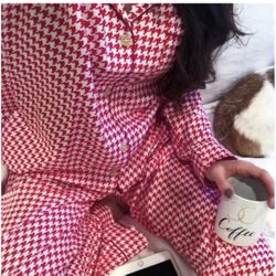 UGG Raven Houndstooth Long Sleeve Pajama Lounge Set for Women