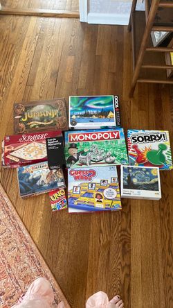 Family set of board games, card games, puzzles