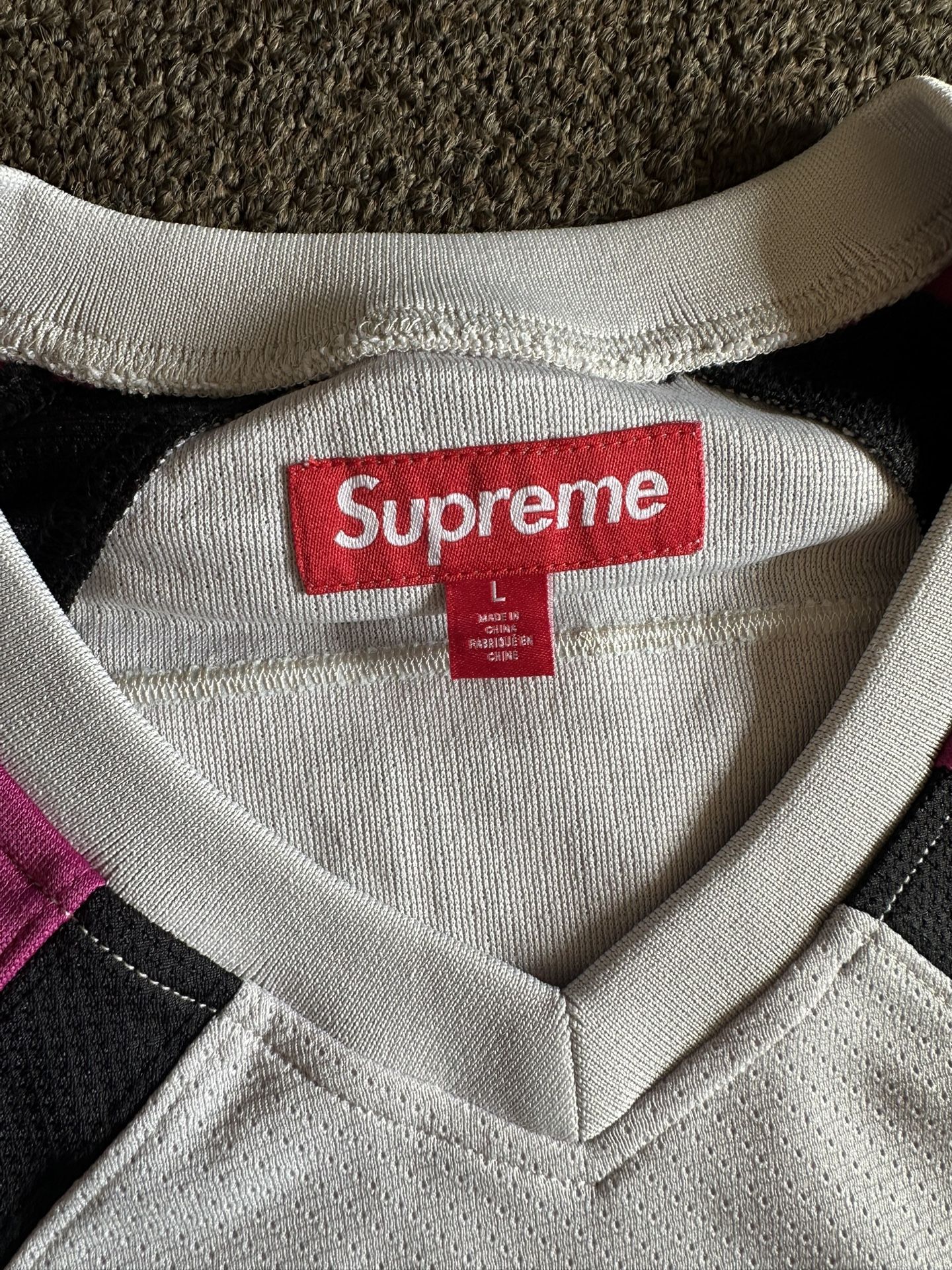 Size Large | Supreme Rhinestone Hockey Jersey Light Grey