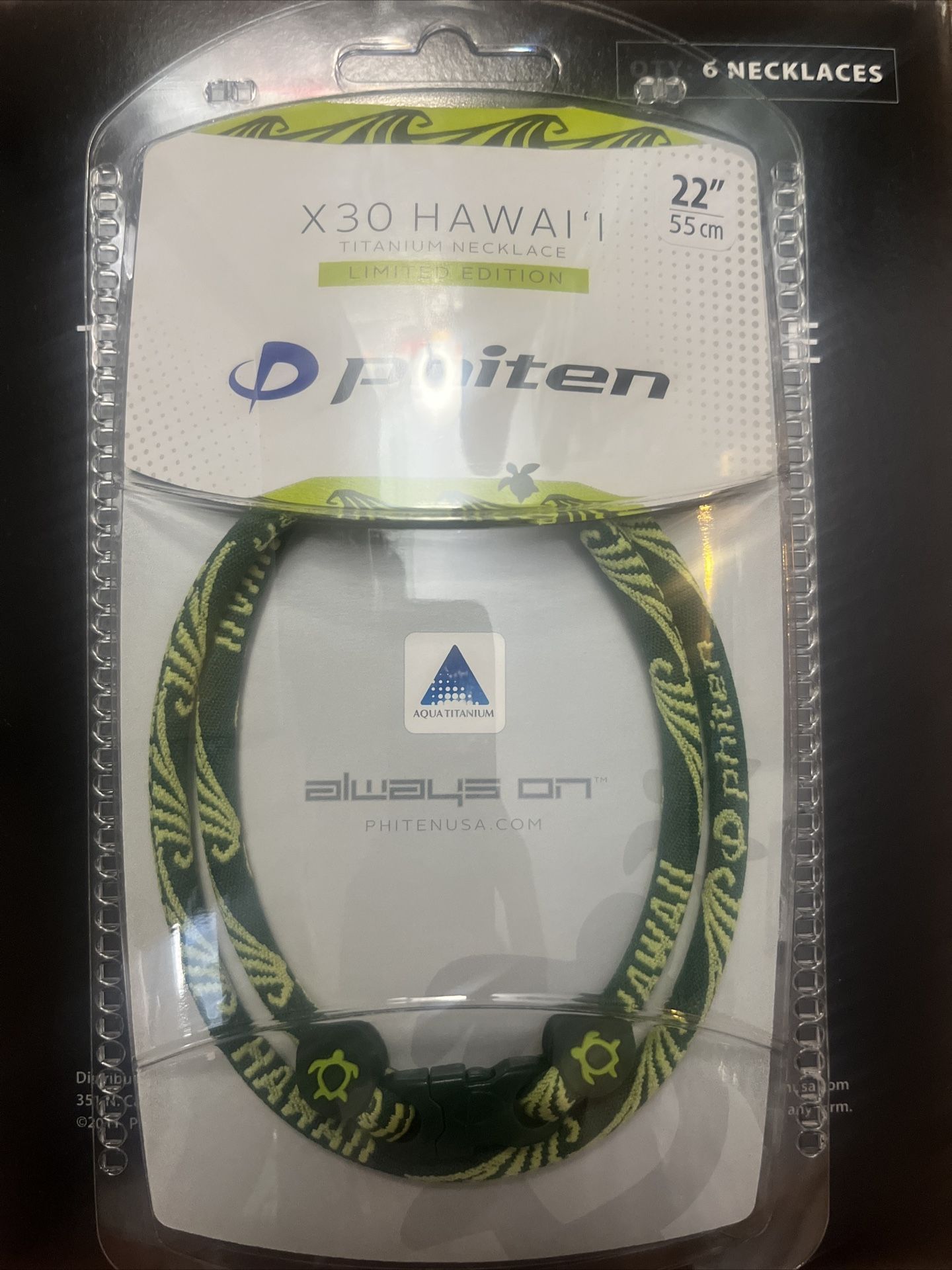 X30 Phiten Hawaii Aqua Titanium Necklace Limited Edition SIZE: 22", 55cm