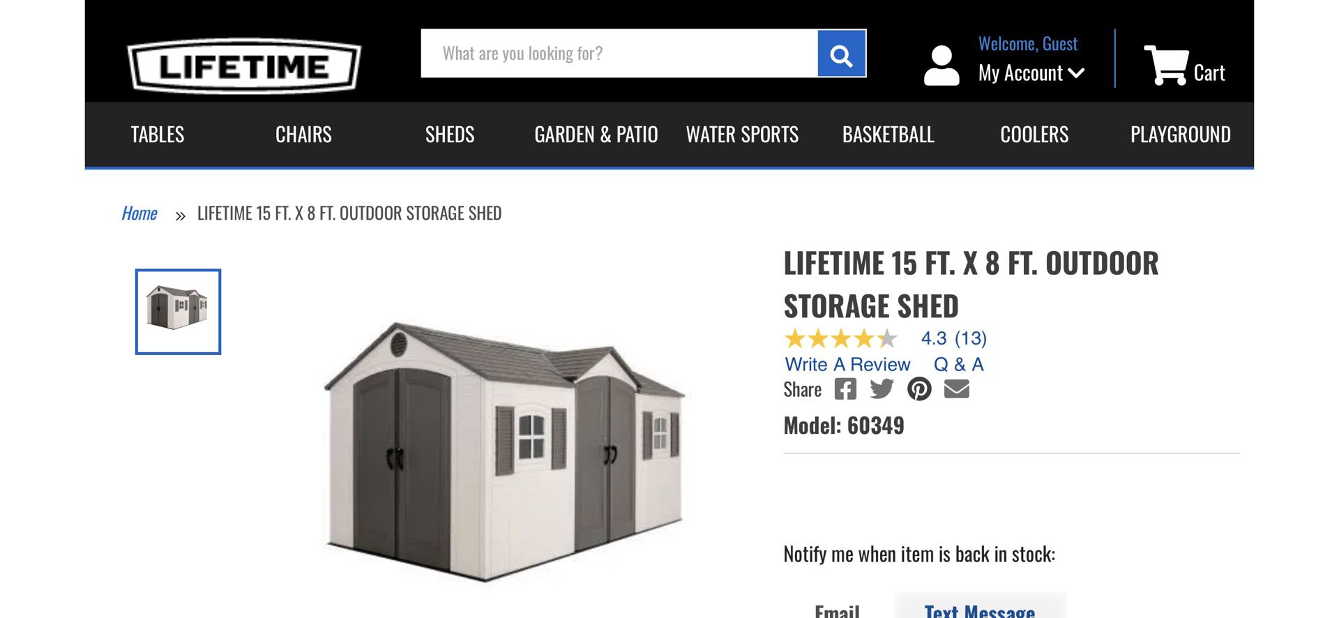 15’ X 8’ Lifetime Outdoor Shed