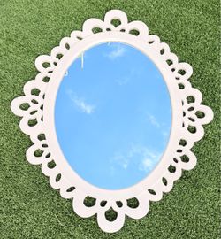 White Oval Decorative Wall Mirror