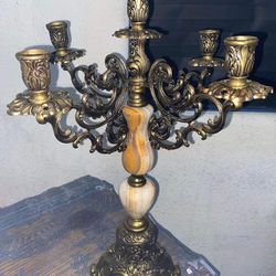 Beautiful Vintage Brass/Marble Candelabra holder made in italy