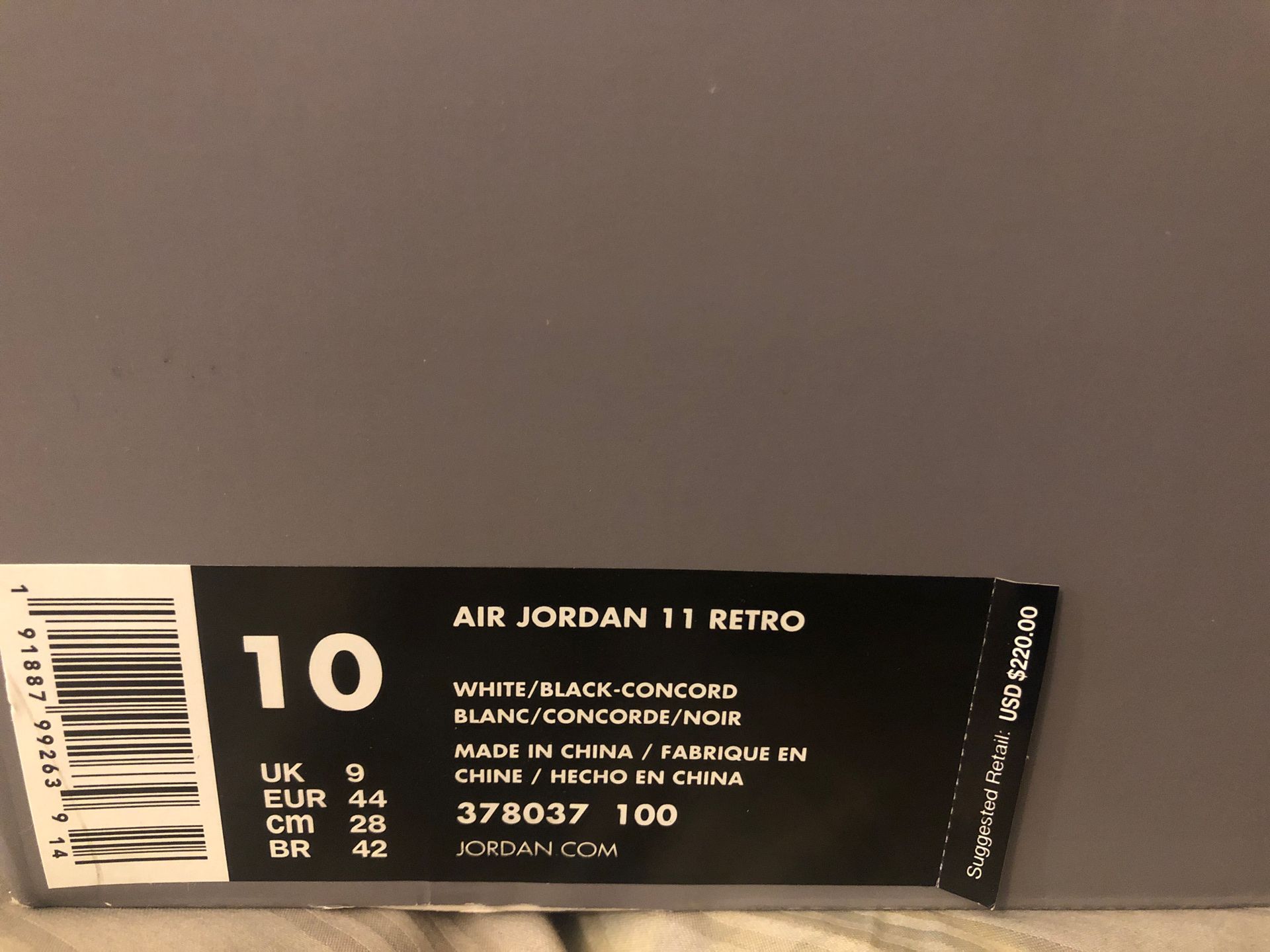 Jordan 11 concord 2018 size 10