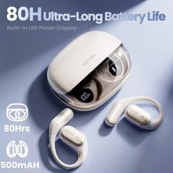 Open Ear Bluetooth Headphones Stereo Sound Clear Call Air-Conduction Wireless Charging Case LED Digital Display Ear Hook Wireless Earbuds with Microph