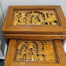 Vintage Oriental  Nesting Tables- Set Of Two