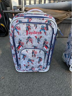 Pottery barn 26” spinner captain America suitcase