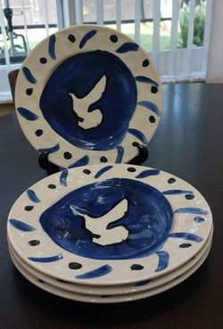 Anthropologie x Hotel Magique "Melange" Blue Dove Dessert Plate Set of 4