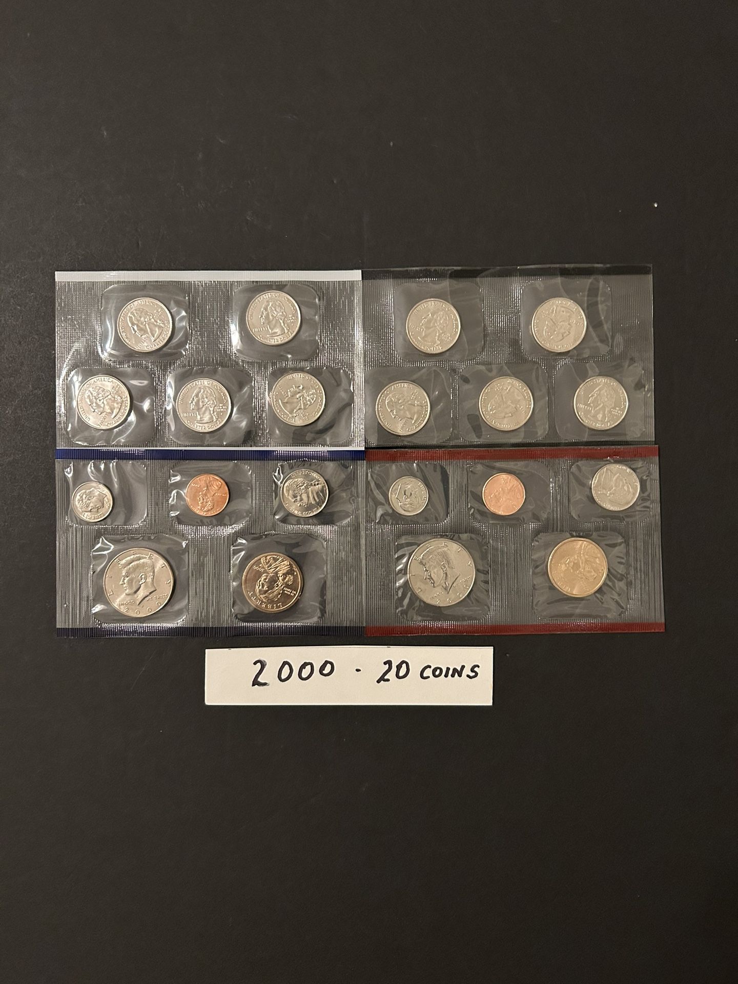 Coins – 2000 Uncirculated Mint Set in Original Mint Packaging – 10 Denver Coins and 10 Philadelphia Coins – Total 20 Coins
