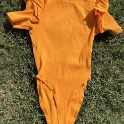 🧡 Zara Orange Bodysuit – Bold & Chic 🧡