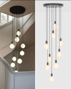 TALA NINE PENDANT IN GRAPHITE + SPHERE IV W/ BULBS (BRAND NEW IN BOX)