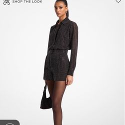 Michael Kors Rhinestone Georgette Romper