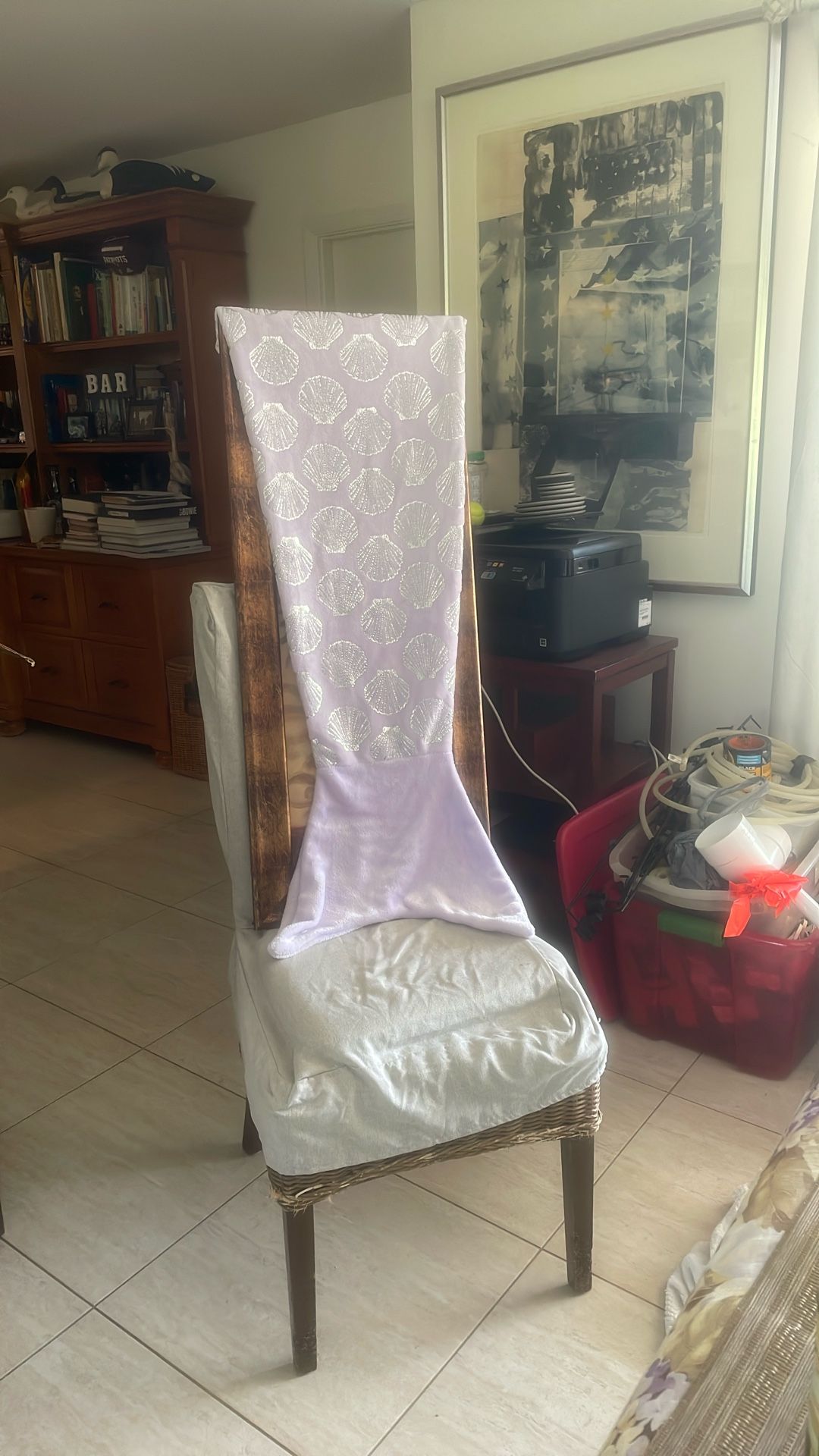Purple Mermaid Blanket With Silver Seashells