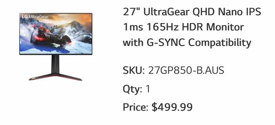 27" UltraGear QHD Nano IPS 1ms 165Hz HDR Monitor