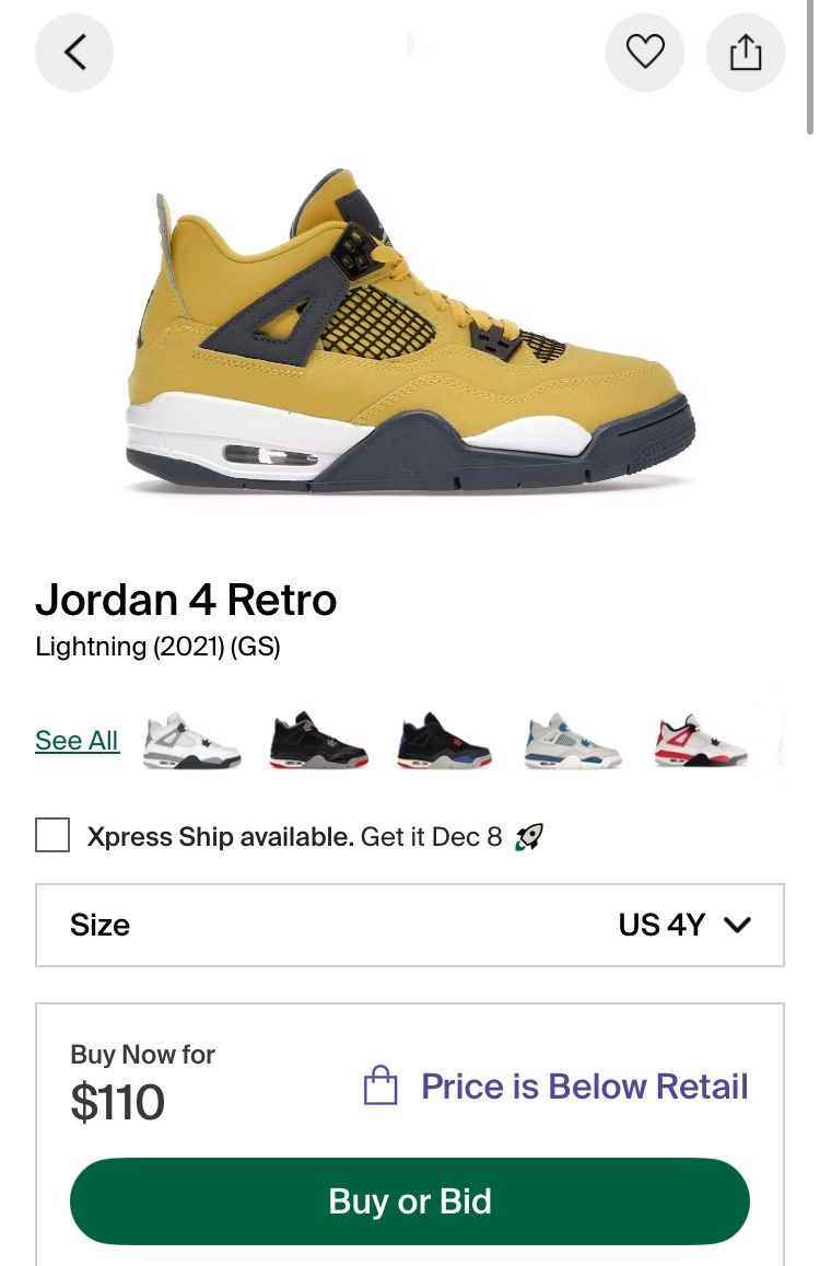 Jordan 4 Retro Lightning ⚡️ (GS)