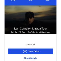 Ivan Cornejo Single Ticket For San Jose 